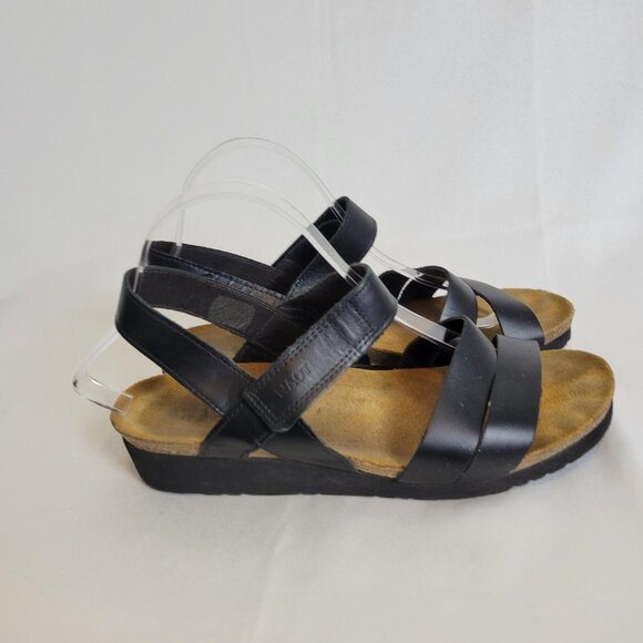 Naot Krista Sandals Black Sling Back Adjustable Leather Strap Women's Size 10/41 - Picture 2 of 9